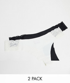 Бесшовные стринги в наборе из 2 шт. (черный/кремовый) Cotton On Body-Мульти Cotton:On