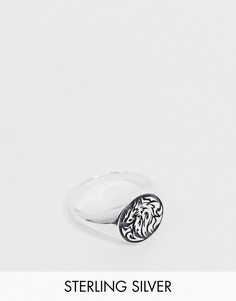 Серебряное кольцо-печатка с отделкой в виде волка ASOS DESIGN-Серебряный