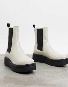 Белые лакированные кожаные ботинки челси на платформе Vagabond-Белый
