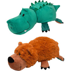 Мягкая игрушка-вывернушка 1toy Медведь-Крокодил, 40 см
