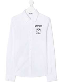 Moschino Kids рубашка с длинными рукавами и логотипом