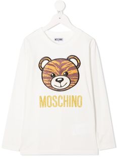 Moschino Kids футболка с длинными рукавами и вышитым логотипом
