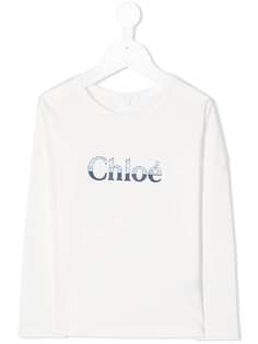 Chloé Kids футболка с логотипом