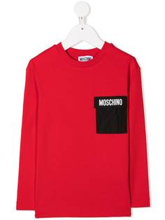 Moschino Kids футболка с карманом с логотипом