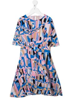 Emilio Pucci Junior расклешенное платье с геометричным принтом