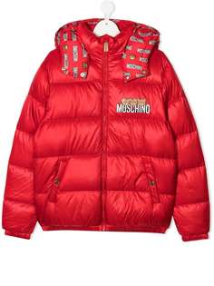 Moschino Kids куртка-пуховик с логотипом