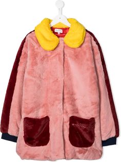 The Marc Jacobs Kids пальто из искусственного меха в стиле колор-блок