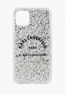 Чехол для iPhone Karl Lagerfeld 11 Liquid glitter Rue Saint Guillaume Hard Silver