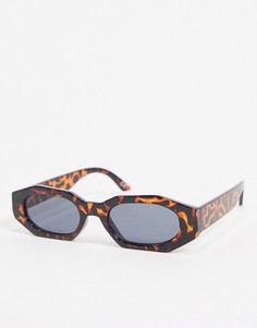 Солнцезащитные очки в прямоугольной черепаховой оправе ASOS DESIGN-Коричневый