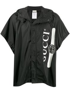 Gucci пончо с капюшоном и логотипом