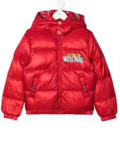 Moschino Kids пуховик с логотипом