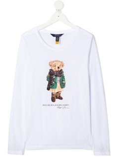 Ralph Lauren Kids футболка Scarf Bear с длинными рукавами