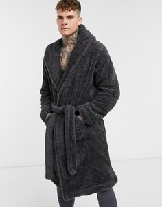 Темно-серый флисовый халат ASOS DESIGN