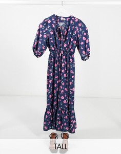 Платье мидакси с цветочным принтом и завязками John Zack Tall-Мульти