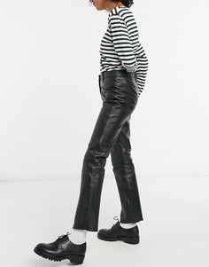 Черные узкие кожаные брюки с завышенной талией Muubaa-Черный цвет