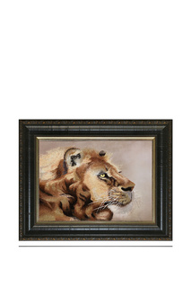 Картина "Голова льва" Живой шелк