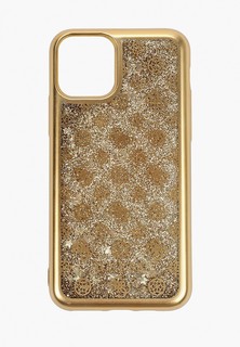 Чехол для iPhone Guess 11 Pro, Liquid glitter 4G Peony Hard Gold