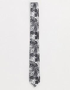 Узкий галстук с принтом в стиле барокко Bolongaro Trevor-Белый