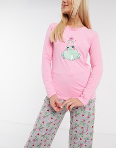 Розовый супермягкий рождественский пижамный комплект "Лягушка с омелой" Loungeable-Мульти