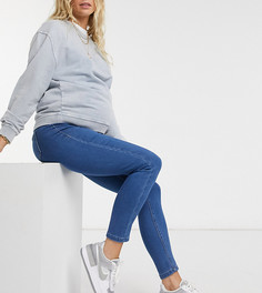 Синие джинсы скинни с посадкой поверх живота Missguided Maternity-Голубой