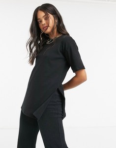 Черная oversized-футболка в рубчик Cotton:On-Черный цвет