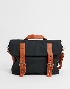 Черная нейлоновая сумка-портфель с контрастным ремешком My Accessories London-Черный