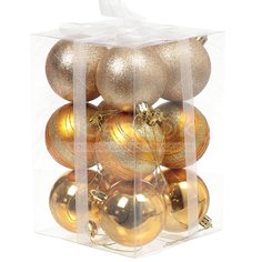 Елочный шар золотой SY18CBB-75, 12 шт, 7 см