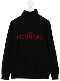 John Richmond Junior джемпер с логотипом вязки интарсия