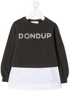 Dondup Kids футболка с вышитым логотипом и длинными рукавами
