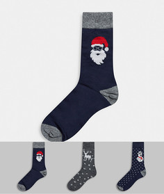 Подарочный набор из трех пар новогодних носков Jack & Jones-Многоцветный
