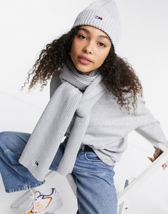 Комплект из шарфа и шапки-бини серого цвета Tommy Jeans-Серый