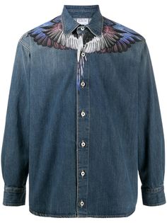 Marcelo Burlon County of Milan джинсовая рубашка Wings с длинными рукавами