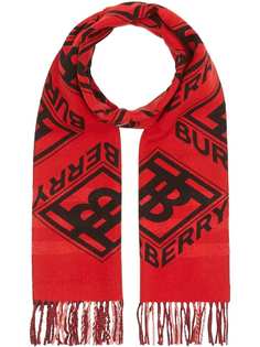 Burberry двусторонний клетчатый шарф с логотипом