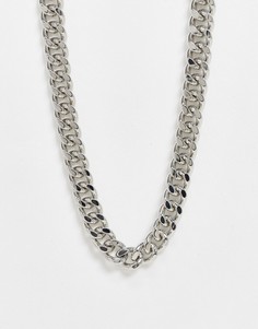 Серебристое короткое ожерелье-цепочка 15 мм с крупными звеньями и серой эмалью ASOS DESIGN-Серебряный