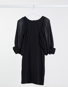 Черное облегающее платье с объемными шифоновыми рукавами I Saw It First-Черный