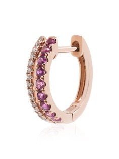 Roxanne First 14K rose gold diamond and sapphire hoop earring