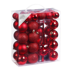 Набор елоч.игрушек 81157G003 шар (упак.:47шт) пластик д.60мм красный коробка Noname
