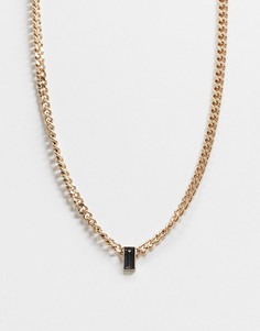 Ожерелье-цепочка с крупными звеньями и багетками AllSaints-Золотистый