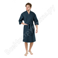 Мужской вафельный халат вотекс кимоно, размер 52-54, изумруд, 576 0840-154128001-54170