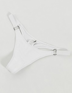 Белые стринги-бикини с отделкой кольцами Candypants-Белый