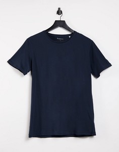 Темно-синяя футболка из органического хлопка с логотипом Knowledge Cotton Apparel-Темно-синий