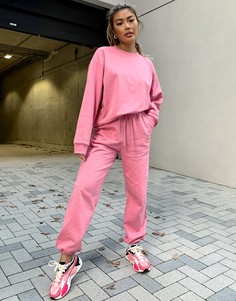 Выбеленный розовый oversized-свитшот с однотонным вышитым логотипом от комплекта ASOS Weekend Collective-Розовый цвет