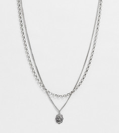 Многоярусное ожерелье с медальоном в римском стиле Reclaimed Vintage Inspired-Серебряный