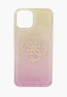Чехол для iPhone Guess 12 Pro Max (6.7), PC/TPU 4G Circle Logo Glitter Gradient Gold/Pink