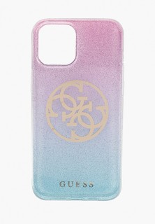 Чехол для iPhone Guess 12 Pro Max (6.7), PC/TPU 4G Circle Logo Glitter Gradient Pink/Blue