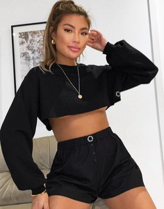 Черный укороченный свитшот для дома ASOS Weekend Collective-Черный цвет