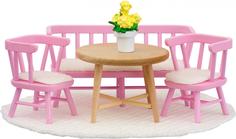 Набор мебели для домика Lundby Обеденный уголок (розовый)