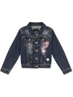 Dolce & Gabbana Kids джинсовая куртка с цветочной вышивкой