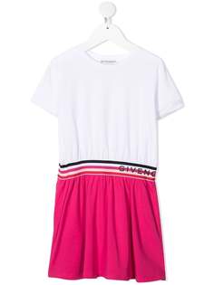 Givenchy Kids платье-футболка в стиле колор-блок с логотипом