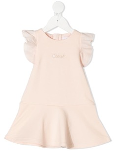 Chloé Kids платье мини с короткими рукавами и оборками